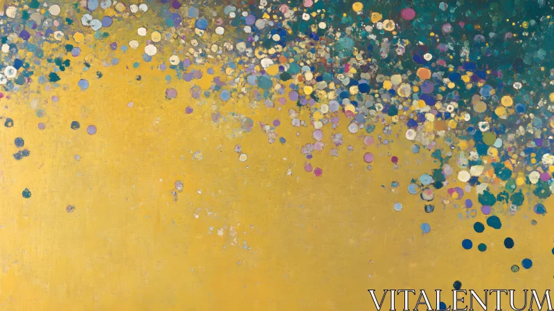 Abstract dot pattern on gold background in modern impressionist style.