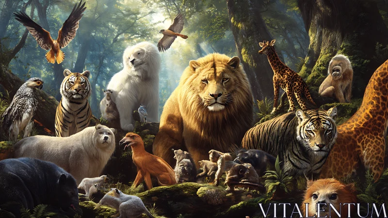 Wild Harmony: Nature's Majestic Gathering in the Ancient Forest.