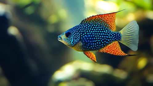 Star-speckled tropical fish drifting through liquid starlight.