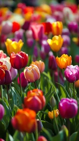 Vibrant Tulip Garden in Full Bloom.