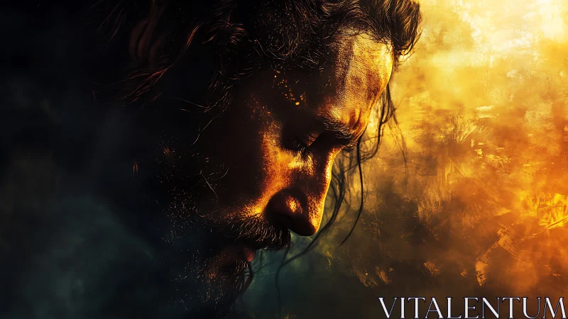 Incandescent profile in dual-spectrum atmospheric chiaroscuro.