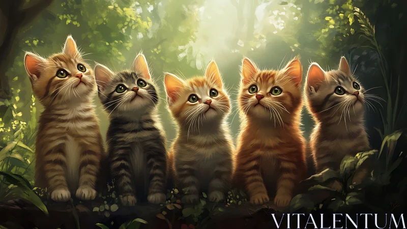 Five Curious Kittens Discover Wonder in an Enchanted Forest.