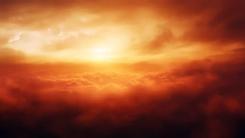 Radiant stratocumulus cloudscape glows in dense sunset field