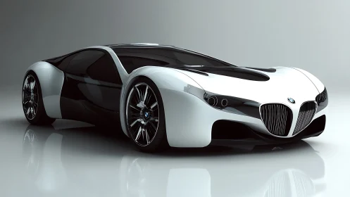 Ultra-low profile BMW concept coupe rendered in reflective 3D