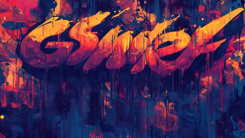 Graffiti text explodes in neon strokes over dark wall.