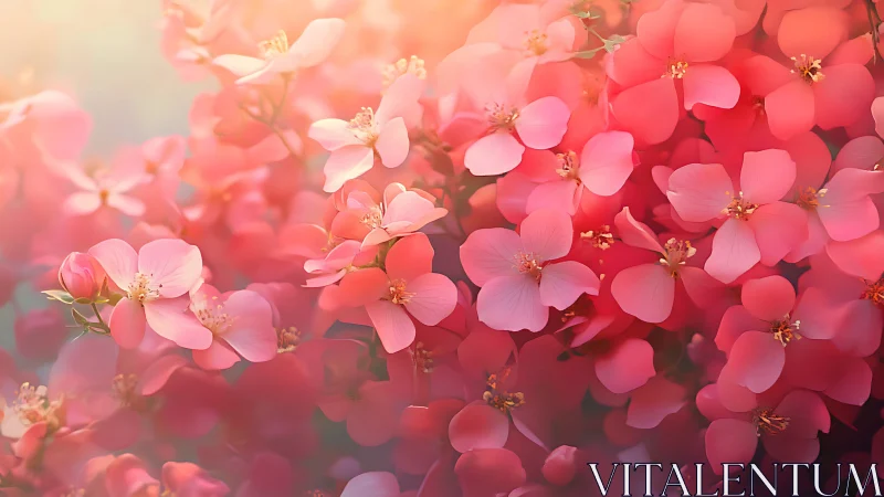 Pink flowering shrub blooms in soft natural light