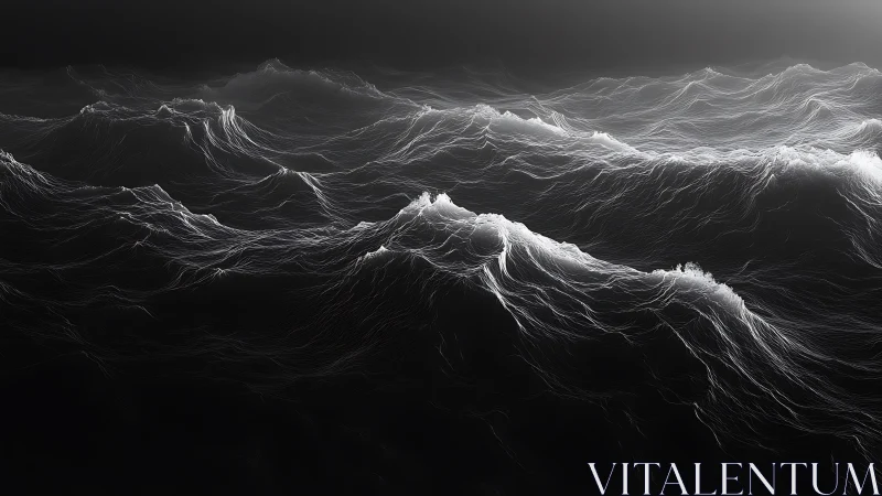 Vector-field illuminated ocean waves under volumetric haze.