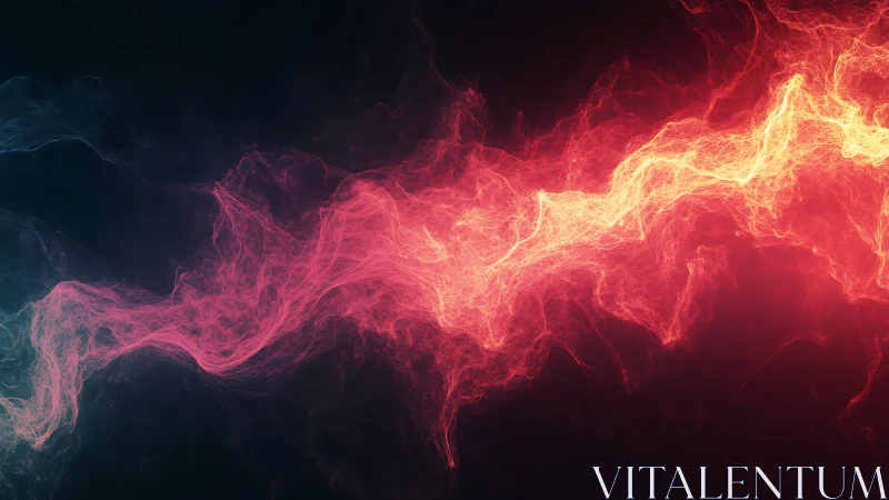 Luminous Energy Flow. Red plasma surge against dark void.