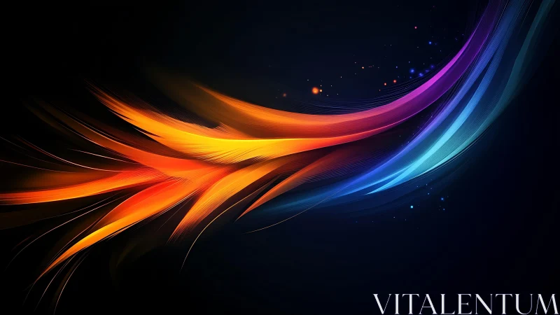 Vibrant Abstract Light Streaks on Dark Background Digital Art.