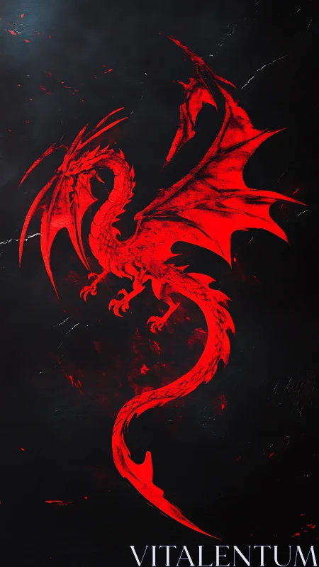 Red dragon silhouette coils against dark textured background