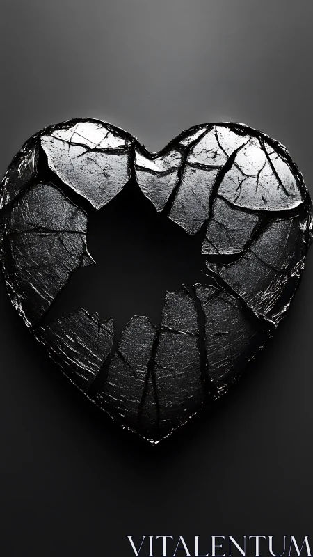 Fractured cardiac form: monochromatic heart geometry with vascular networks.