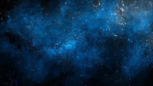 Deep blue starfield with diffuse nebula cloud formations.