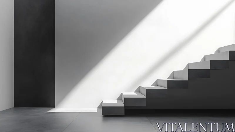 Monochrome Stairwell: Light Sculpts Geometric Descent.