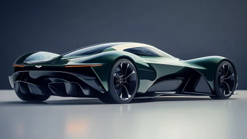 Futuristic electric hypercar rests in a sleek studio glow