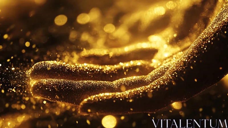 Glitter-coated hand in shallow depth, macro bokeh illumination