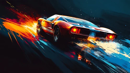Retro racer melts the night into streaks of liquid fire