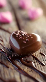 Chocolate Heart Bonbon with Crushed Cocoa Nibs