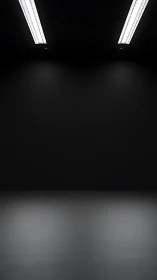 Quiet black studio glows gently under soft ceiling lights