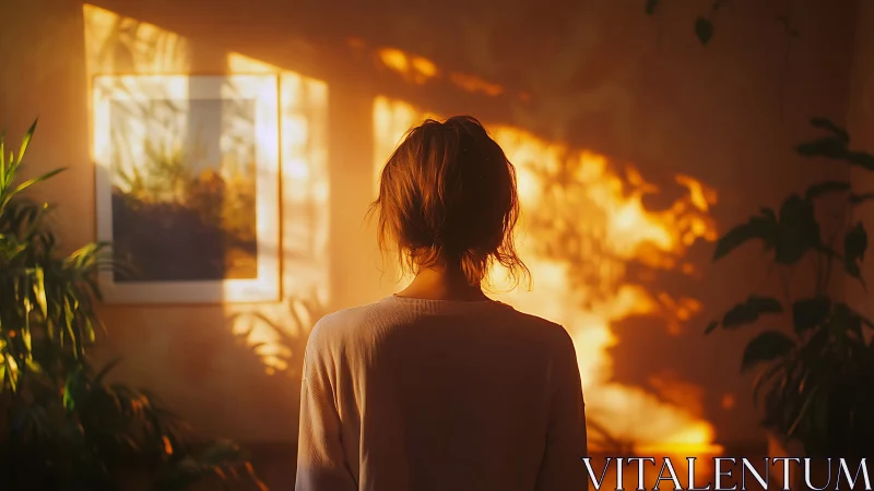 Backlit silhouette studies warm indoor sunset reflections