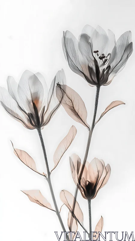 Translucent Tulips with Botanical Detail Study.