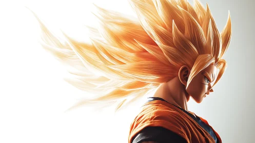 Blazing anime warrior radiating power and focused resolve.