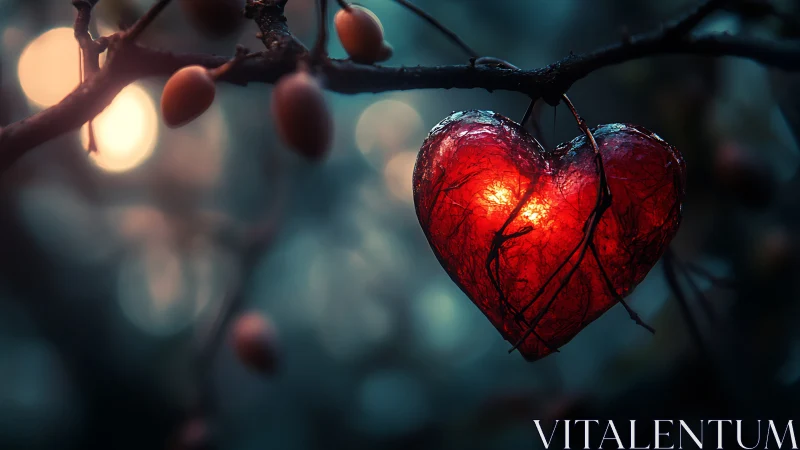 Luminous Heart-Form Structure: Atmospheric Nocturnal Bokeh Composition.