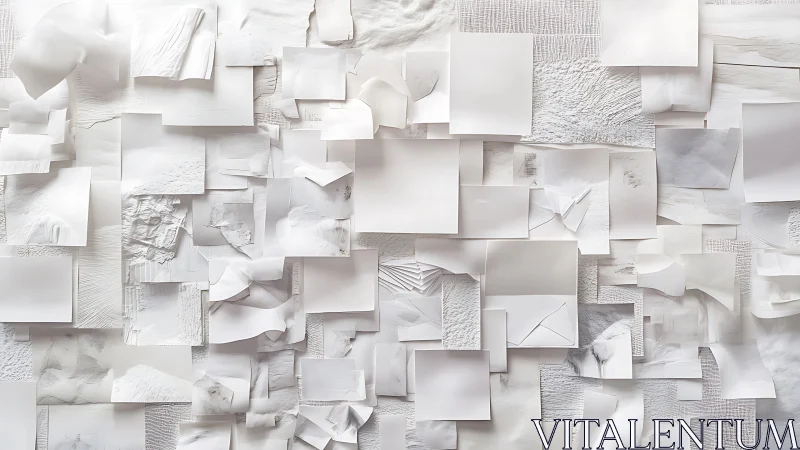 Layered white paper relief wall with varied textures and folds