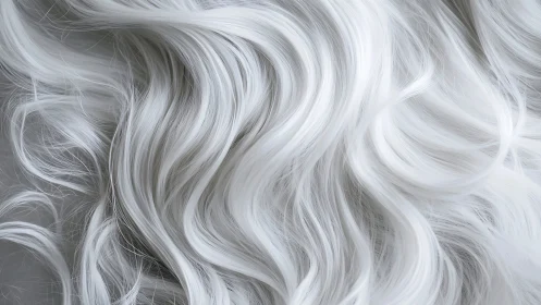 High-resolution macro texture of flowing white wavy hair strands