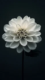 Dahlia Bloom with Layered Petals Against Dark Background.