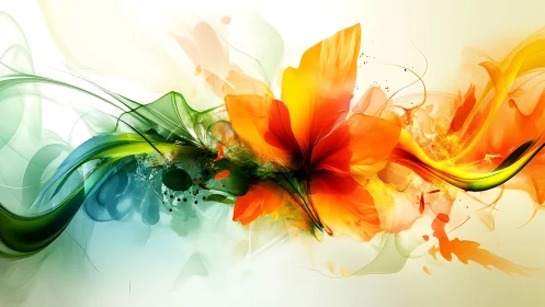 Vibrant abstract flower energy with swirling color waves.