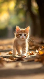 Ginger Kitten in Golden Autumn Light.