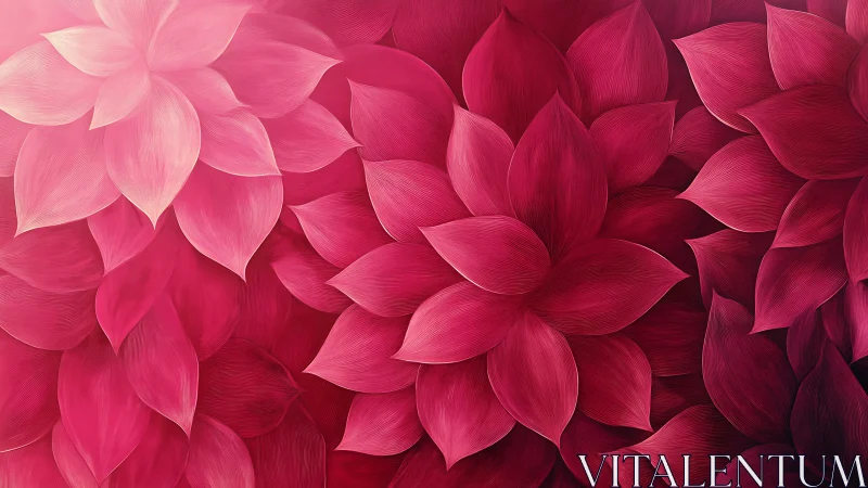 Pink tonal gradient flower cluster with layered petal geometry.