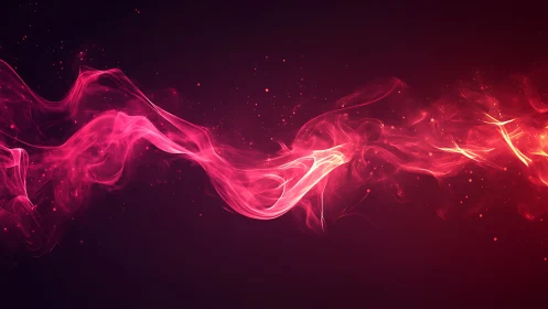 Neon Energy Flow. Magenta Light Stream Against Dark Space.