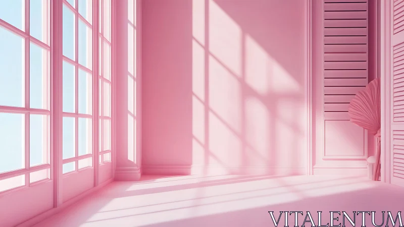 Cotton-candy sunroom where rose light sketches quiet geometry.