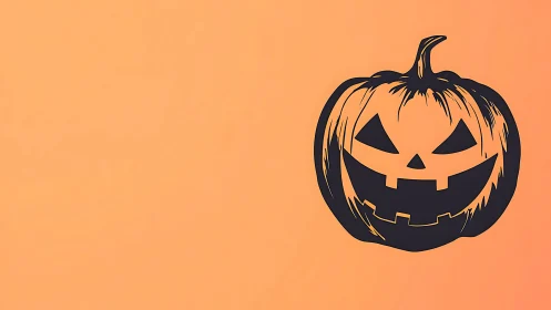 Halloween jack-o-lantern silhouette on gradient orange field