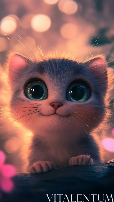 Luminous Feline Portrait with Bokeh Glow.
