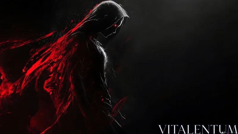 Shadowed figure wrapped in glowing red energy and mystery.