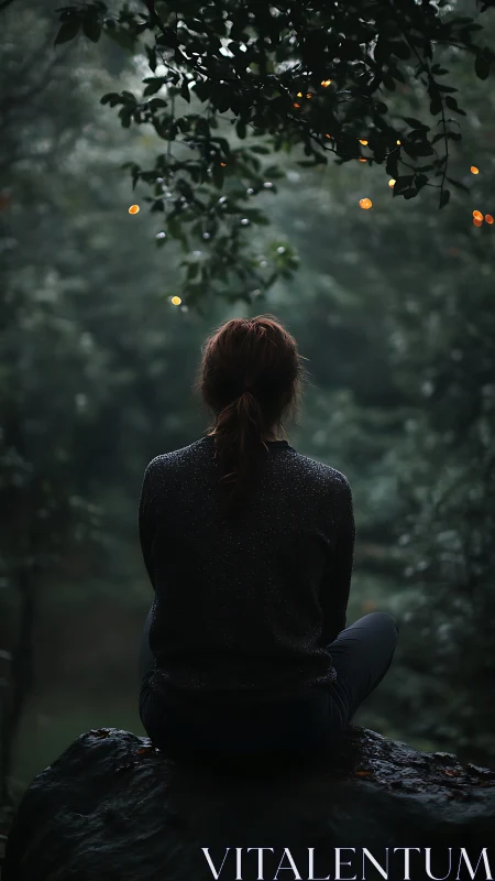 Forest daydream lingers beneath softly glowing twilight lights