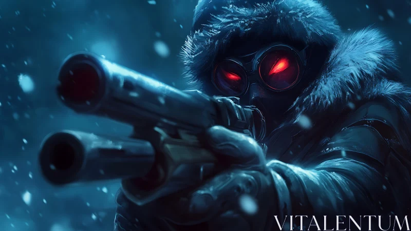 Cybernetic Predator with Dual-Lens Targeting System in Arctic Conditions