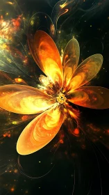 Glowing cosmic flower unfolding in soft golden light.