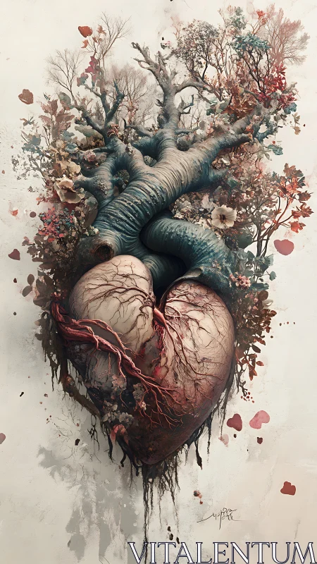 Heart-shaped anatomical trunk merges into branching tree crown