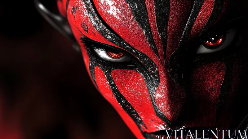 Crimson warpaint stares through the shadows and refuses mercy