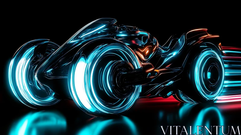 Futuristic light-trail motorcycle rendered in neon colors.