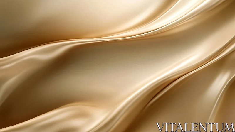 Specular champagne silk folds with continuous wave dynamics.