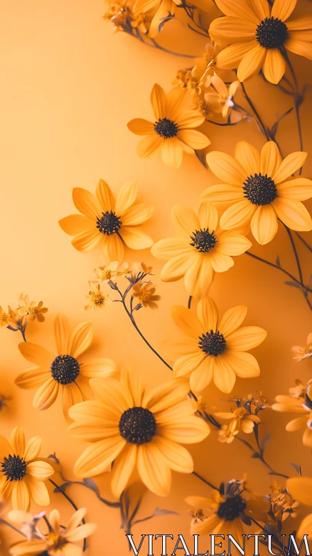 Golden Daisies Against Warm Monochromatic Background