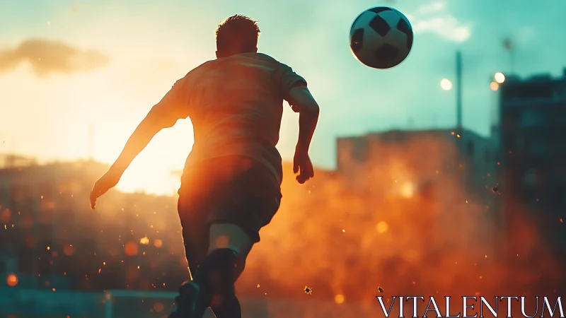 Golden hour soccer moment captures pure street energy