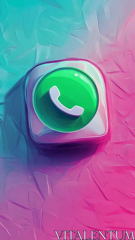 Neon WhatsApp icon rendered in glossy digital gradients.