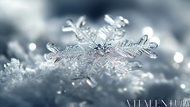 Crystal snowflake rests in dreamy winter macro close up