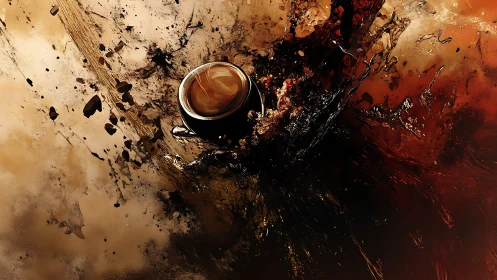 Cosmic espresso eruption in a swirling caramel nebula.
