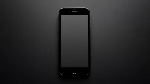 Black Smartphone Against Dark Background.